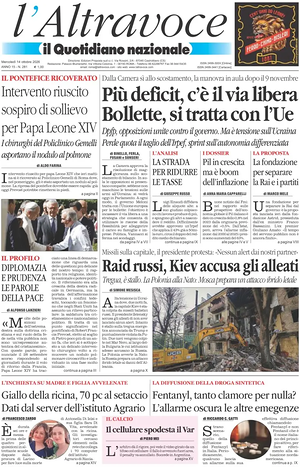 Prima pagina Il Quotidiano del Sud L'Altravoce di oggi - Quotidiano nazionale