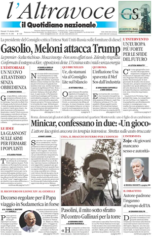 Prima pagina Il Quotidiano del Sud L'Altravoce di oggi - Quotidiano nazionale