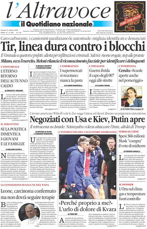 Prima pagina Il Quotidiano del Sud L'Altravoce di oggi - Quotidiano nazionale