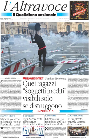 Prima pagina Il Quotidiano del Sud L'Altravoce di oggi - Quotidiano nazionale