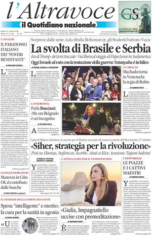 Prima pagina Il Quotidiano del Sud L'Altravoce di oggi - Quotidiano nazionale