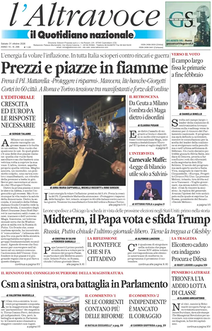 Prima pagina Il Quotidiano del Sud L'Altravoce di oggi - Quotidiano nazionale