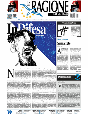 Prima pagina La Ragione di oggi - Quotidiano nazionale