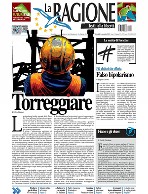 Prima pagina La Ragione di oggi - Quotidiano nazionale