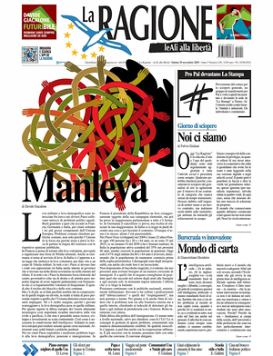 Prima pagina La Ragione di oggi - Quotidiano nazionale