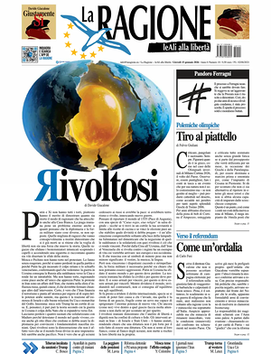 Prima pagina La Ragione di oggi - Quotidiano nazionale