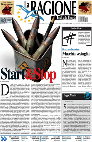 Prima pagina La Ragione di oggi - Quotidiano nazionale