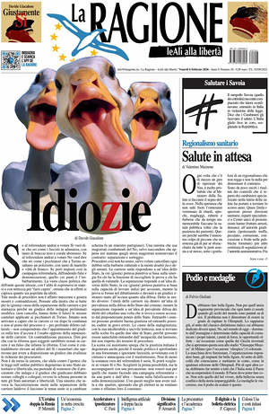 Prima pagina La Ragione di oggi - Quotidiano nazionale