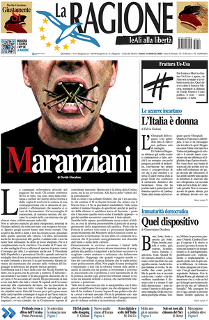 Prima pagina La Ragione di oggi - Quotidiano nazionale