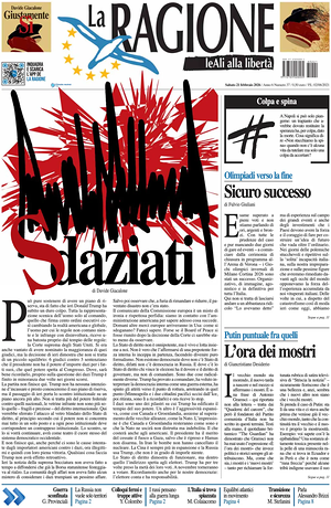 Prima pagina La Ragione di oggi - Quotidiano nazionale