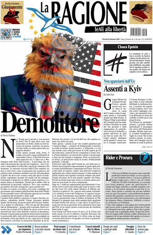 Prima pagina La Ragione di oggi - Quotidiano nazionale