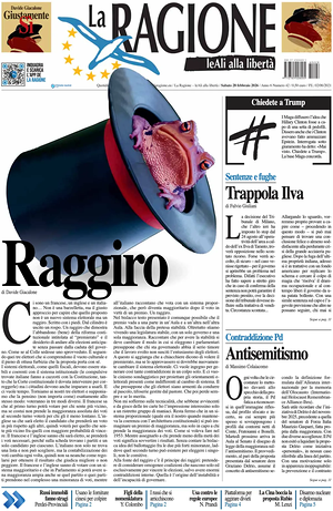 Prima pagina La Ragione di oggi - Quotidiano nazionale