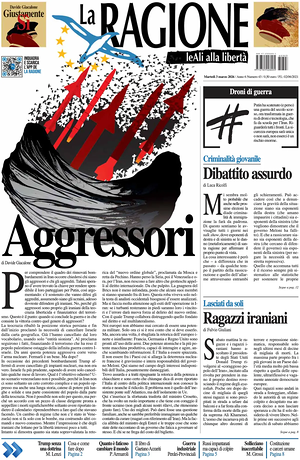 Prima pagina La Ragione di oggi - Quotidiano nazionale