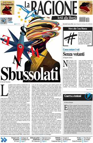 Prima pagina La Ragione di oggi - Quotidiano nazionale