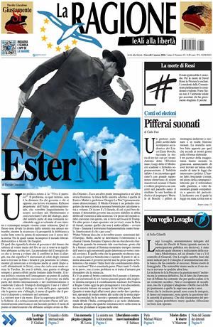 Prima pagina La Ragione di oggi - Quotidiano nazionale