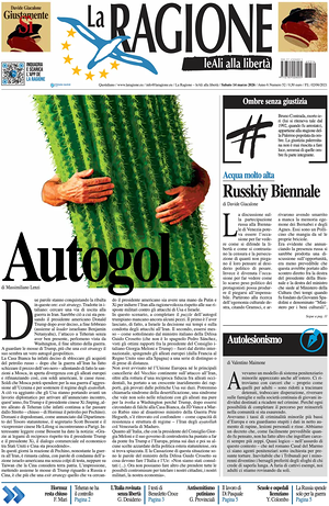 Prima pagina La Ragione di oggi - Quotidiano nazionale