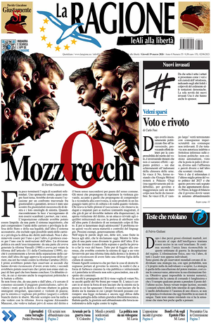Prima pagina La Ragione di oggi - Quotidiano nazionale