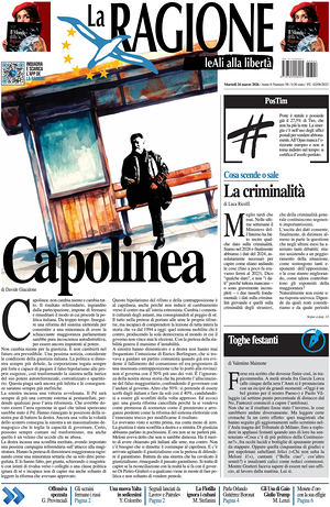 Prima pagina La Ragione di oggi - Quotidiano nazionale