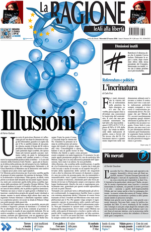 Prima pagina La Ragione di oggi - Quotidiano nazionale