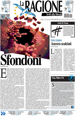 Prima pagina La Ragione di oggi - Quotidiano nazionale
