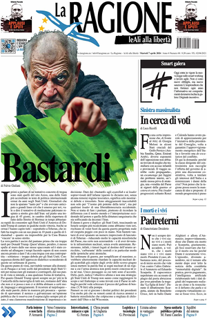 Prima pagina La Ragione di oggi - Quotidiano nazionale