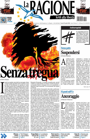 Prima pagina La Ragione di oggi - Quotidiano nazionale