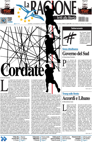 Prima pagina La Ragione di oggi - Quotidiano nazionale