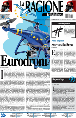 Prima pagina La Ragione di oggi - Quotidiano nazionale
