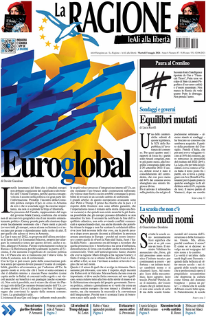Prima pagina La Ragione di oggi - Quotidiano nazionale