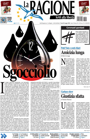 Prima pagina La Ragione di oggi - Quotidiano nazionale