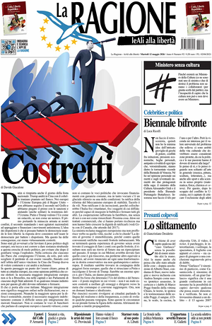 Prima pagina La Ragione di oggi - Quotidiano nazionale