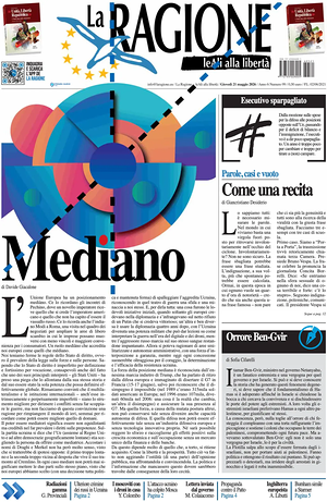 Prima pagina La Ragione di oggi - Quotidiano nazionale