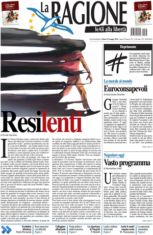 Prima pagina La Ragione di oggi - Quotidiano nazionale