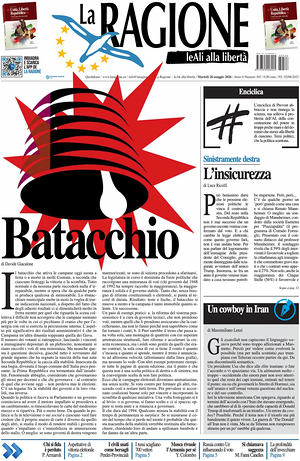 Prima pagina La Ragione di oggi - Quotidiano nazionale