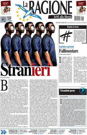 Prima pagina La Ragione di oggi - Quotidiano nazionale