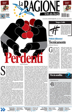 Prima pagina La Ragione di oggi - Quotidiano nazionale