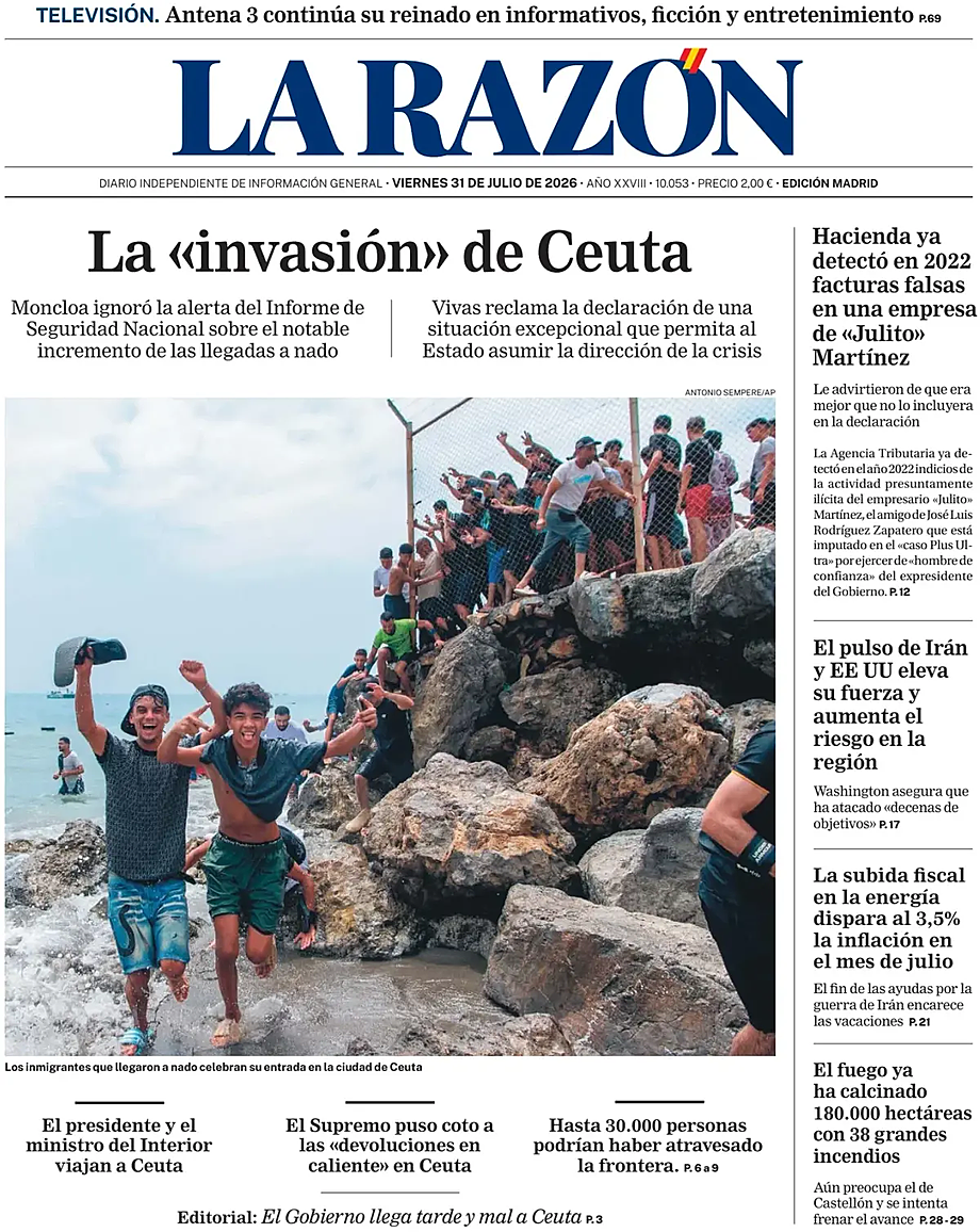 Portada La Razón de hoy - Quiosco 31 julio 2026