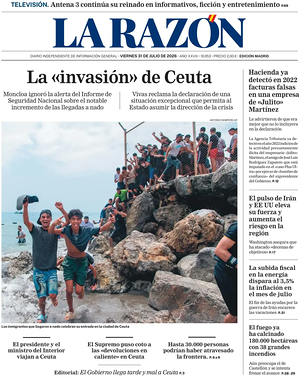 Prima pagina La Razón di oggi - Quotidiano nacional