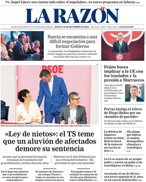 Prima pagina La Razón di oggi - Quotidiano nacional
