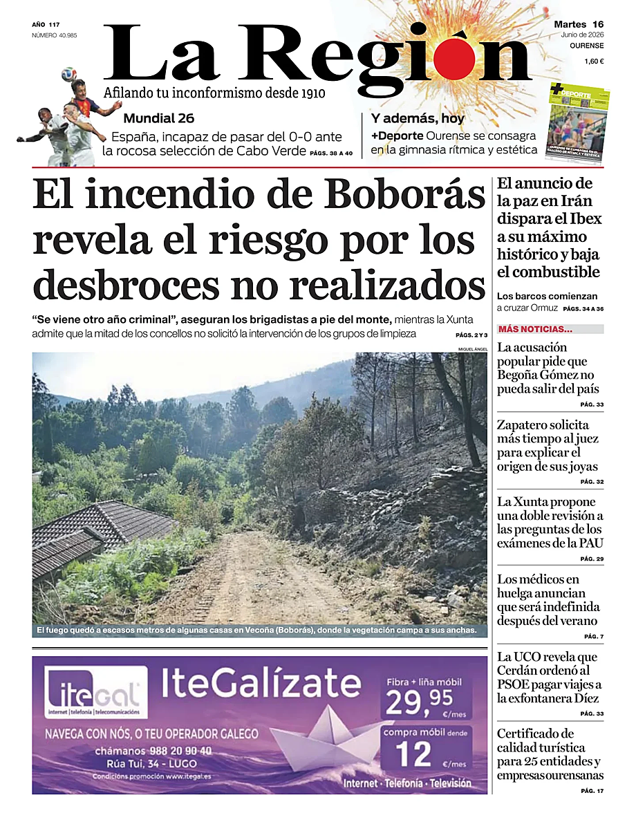 Portada La Región de hoy - Quiosco 16 junio 2026