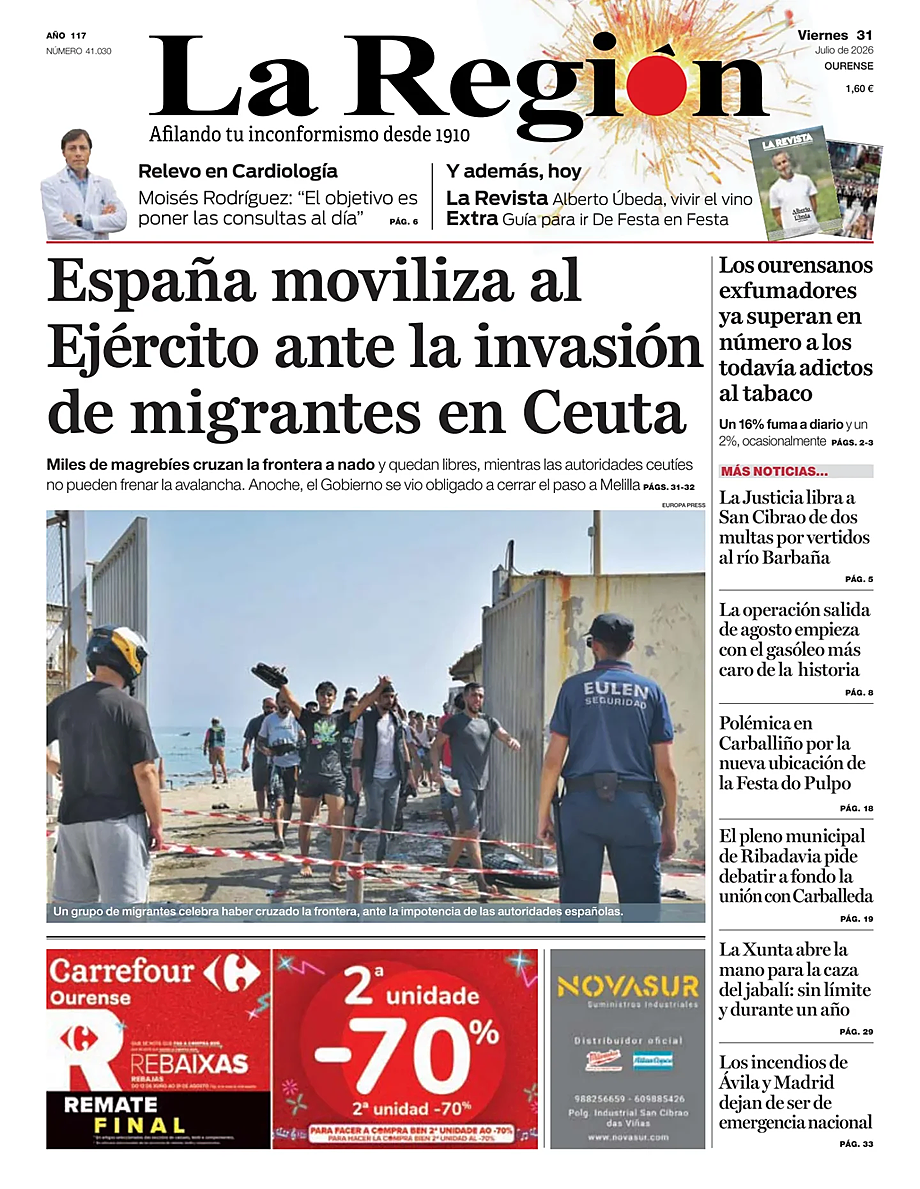 Portada La Región de hoy - Quiosco 31 julio 2026