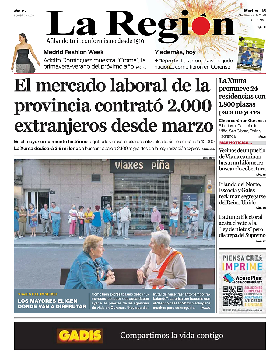 Portada La Región de hoy - Quiosco 15 septiembre 2026