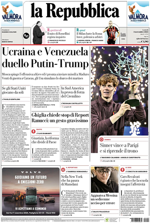 La Repubblica prima pagina