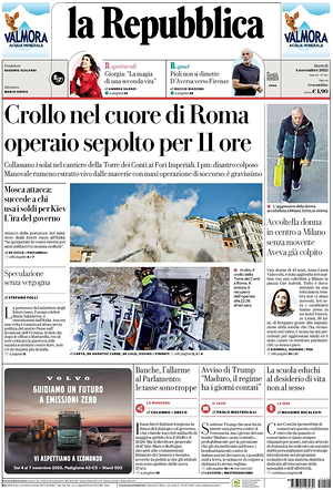 La Repubblica prima pagina