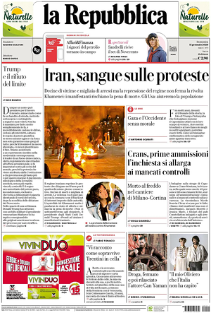 La Repubblica prima pagina