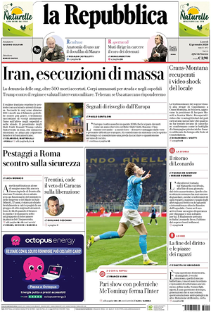 La Repubblica prima pagina