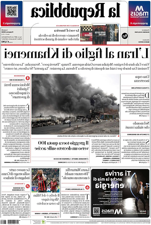 Prima pagina La Repubblica di oggi - Quotidiano nazionale