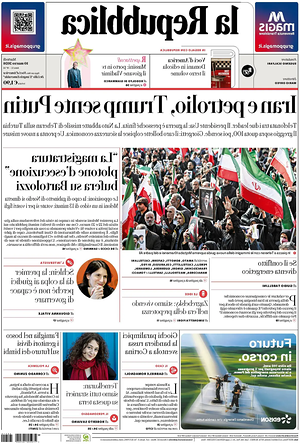 Prima pagina La Repubblica di oggi - Quotidiano nazionale