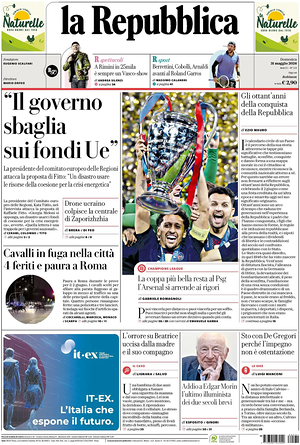 Prima pagina La Repubblica di oggi - Quotidiano nazionale