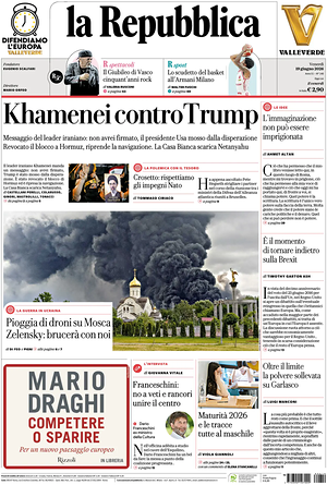 Prima pagina La Repubblica di oggi - Quotidiano nazionale